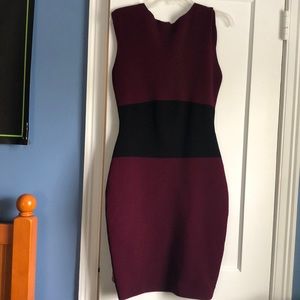 Milly Wine and black sleeveless knit dress. Midi length. Size M